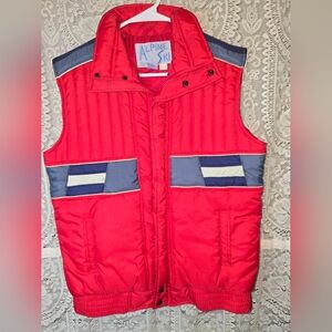 Retro Alpine Ski Red Puffer Jacket Vest, Vintage Size 18